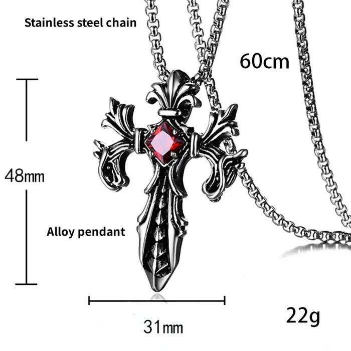 Pendentif Croix Flamme Vintage Collier Gothique Hommes Accessoires Bijoux Occasions Spéciales