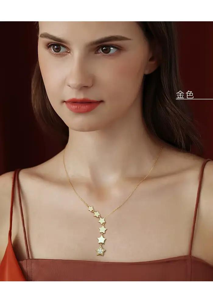 XIYANIKE 316L acier inoxydable étoiles Zircon colliers breloques chaîne colliers ras du cou 2021 nouveau pour les femmes mode bijoux Collier