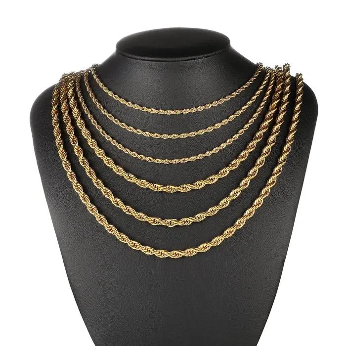 Collier ras-de-cou en chaîne torsadée en or 18 carats 4 mm pour homme et femme