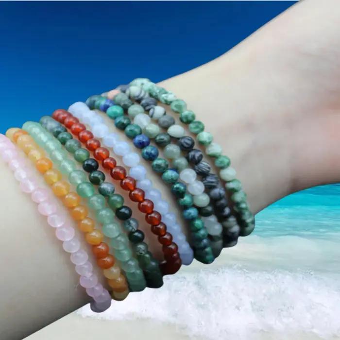 Bracelet de perles en pierre naturelle d'agate de Quartz de 4mm