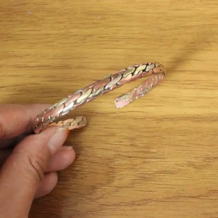 Bracelet ethnique tibétain 3 documents en cuivre tressé 6mm