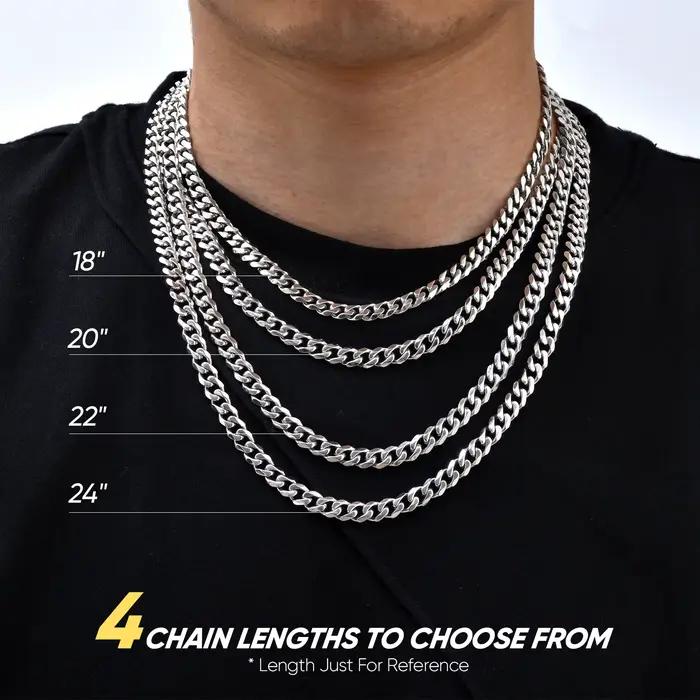 Chaîne de boîte ronde pour hommes et garçons, colliers de chaîne en acier inoxydable plaqué or argent noir, cadeaux de bijoux unisexes, 18 à 30 pouces