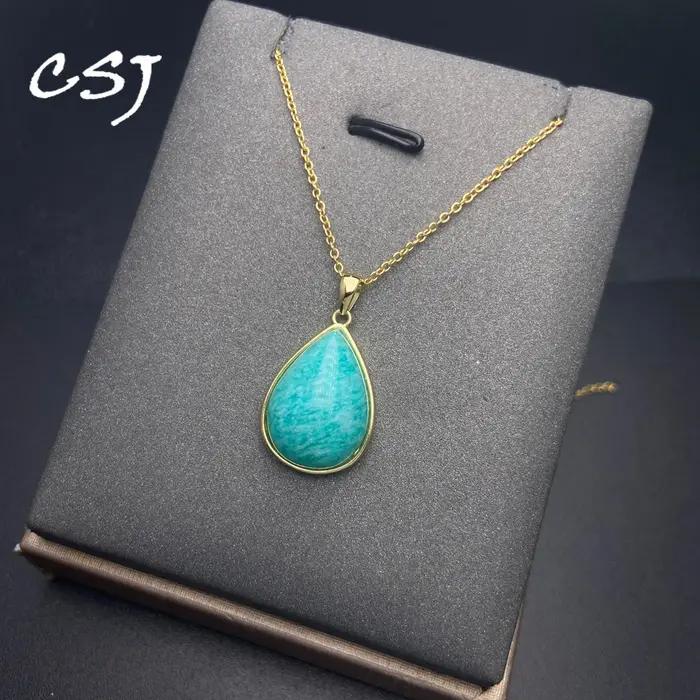 Élégant pendentif en amazonite naturelle