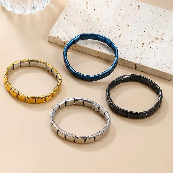 Bracelets carrés en acier inoxydable pour femmes et hommes
