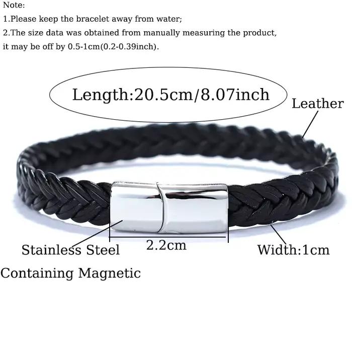Bracelet en cuir tressé de qualité supérieure pour hommes, fermoir magnétique en acier inoxydable, tissage fait à la main, breloque d'affaires, mari Joias Pulsera