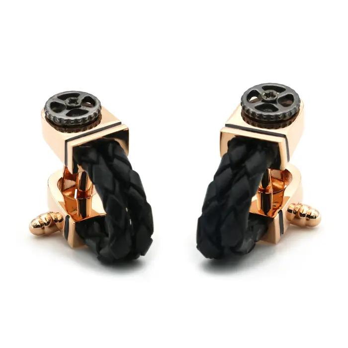 Boutons de manchette en cuivre avec perle dorée pour hommes élégants occasions formelles style vendange