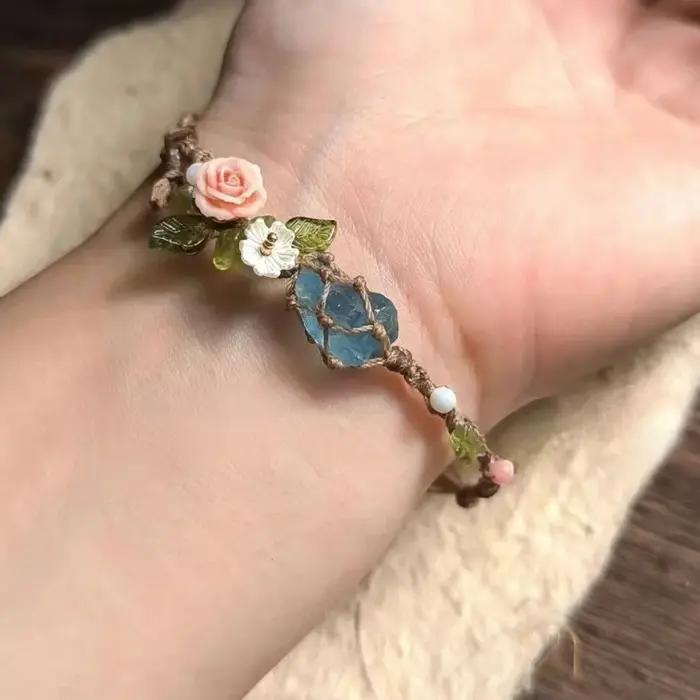Bracelet de perles en pierre aigue-marine