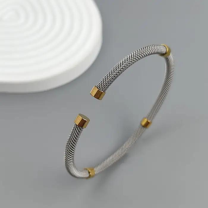 Charmant bracelet en maille tressée en acier inoxydable plaqué or 18 carats pour femmes, bijoux impe