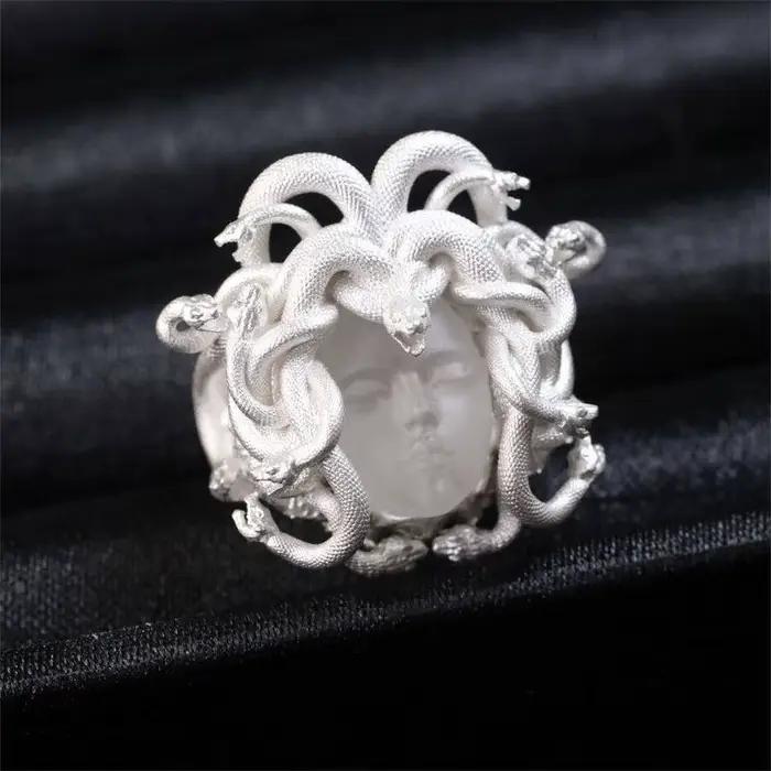 Bague ouverte artisanale vintage style méduse mythologie grecque
