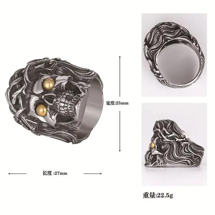 Bague crâne pour homme en acier inoxydable