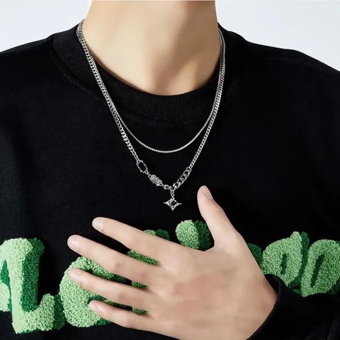 Collier ras du cou à breloques étoile noire pour homme et femme