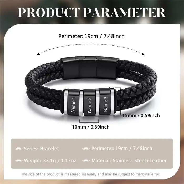Bracelet personnalisé en acier inoxydable avec gravure de nom pour homme occassions spéciales tracker d'humeur vendange
