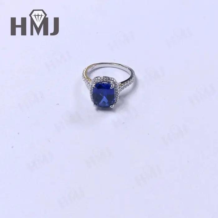 Bague HMJ en argent sterling 925 sertie d'émeraude/saphir/rubis de Colombie labellisée pour occasions spéciales et cadeaux de prestige pour femmes
