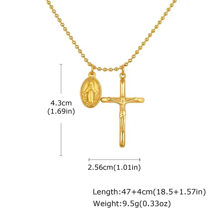 Collier croix catholique plaqué or acier inoxydable pour hommes et garçons cadeau de foi religieux pour occasions spéciales et quotidien
