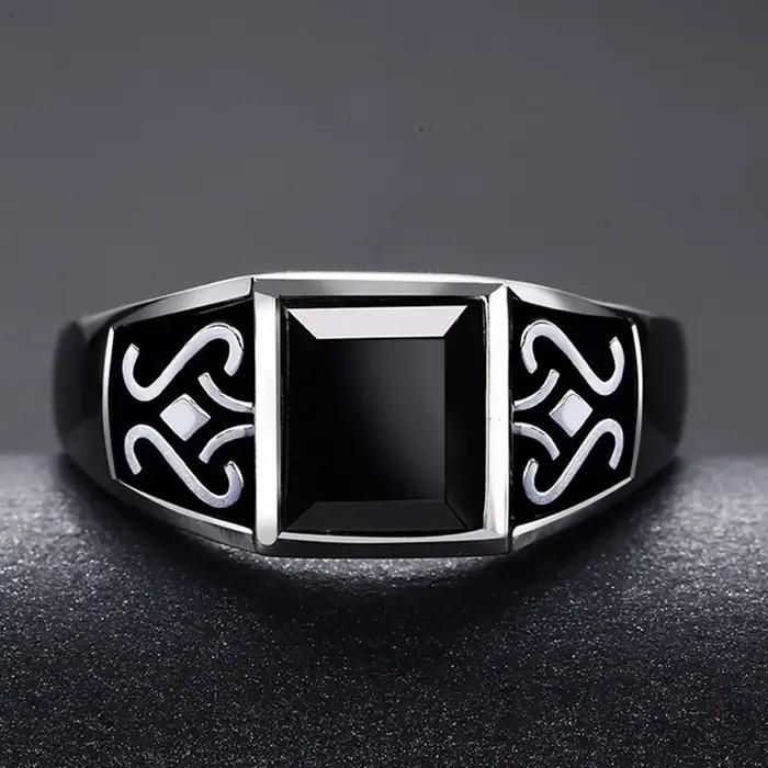 Bague en argent sterling 925 sertie de cristal pour homme occasionnelle élégante ajustable moderne discothèque soirée événement chic cadeau anniversaire mariage