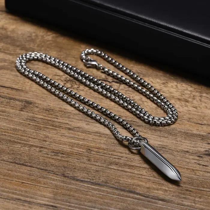 Collier pendentif style ongle homme acier inoxydable hexagonal géométrique hip hop punk cadeau de fête pour homme occassions spéciales