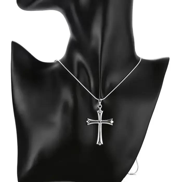 Collier en argent avec pendentif croix pour hommes et femmes