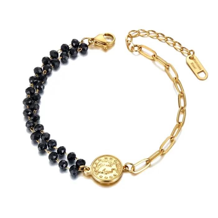 Bracelet à breloques vintage avec pièce de monnaie de la reine Elizabeth