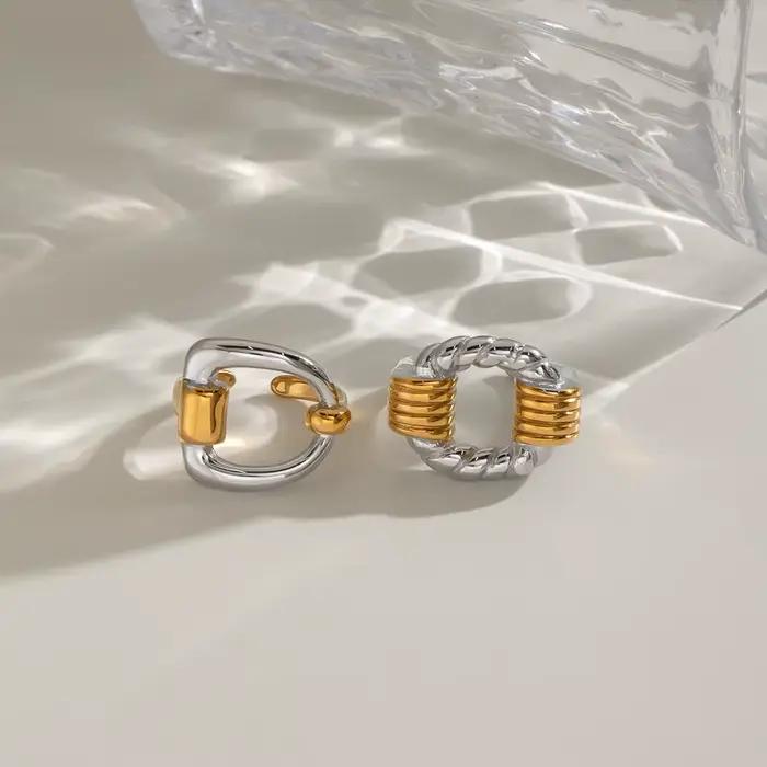 Bague ouverte torsadée bicolore classique Miia Jewelry