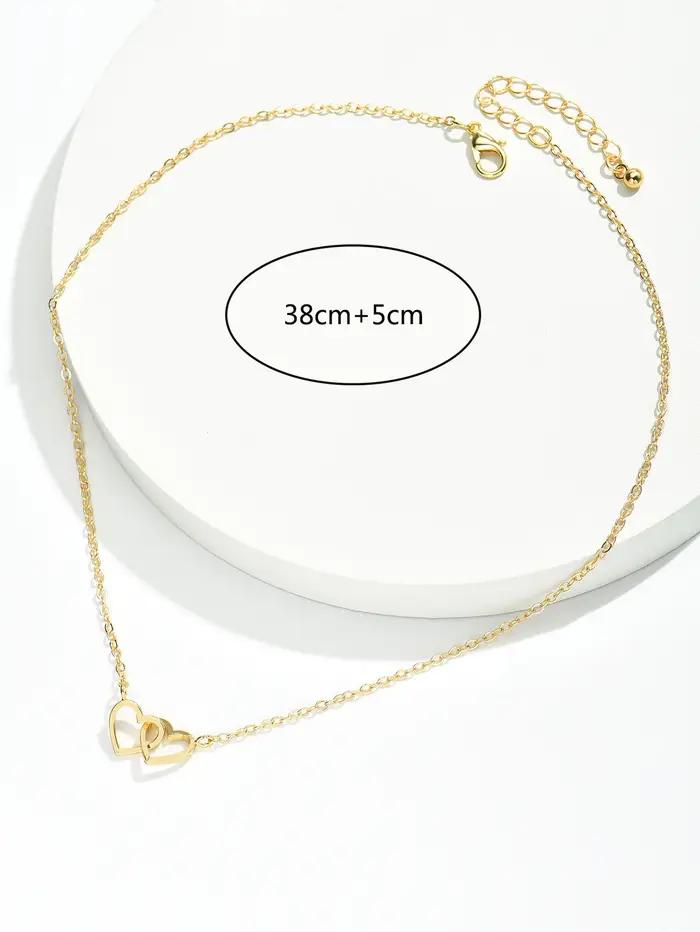 Collier d'amour double coeur creux pour femme