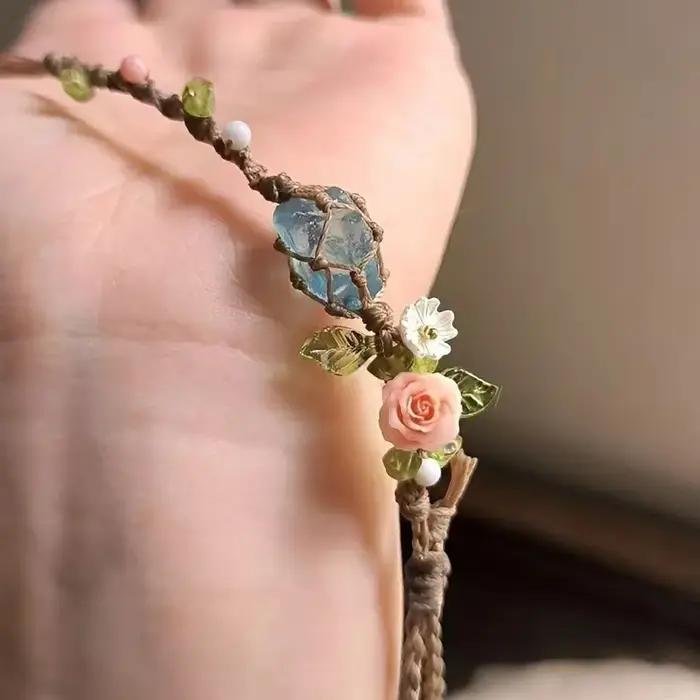 Bracelet de perles en pierre aigue-marine