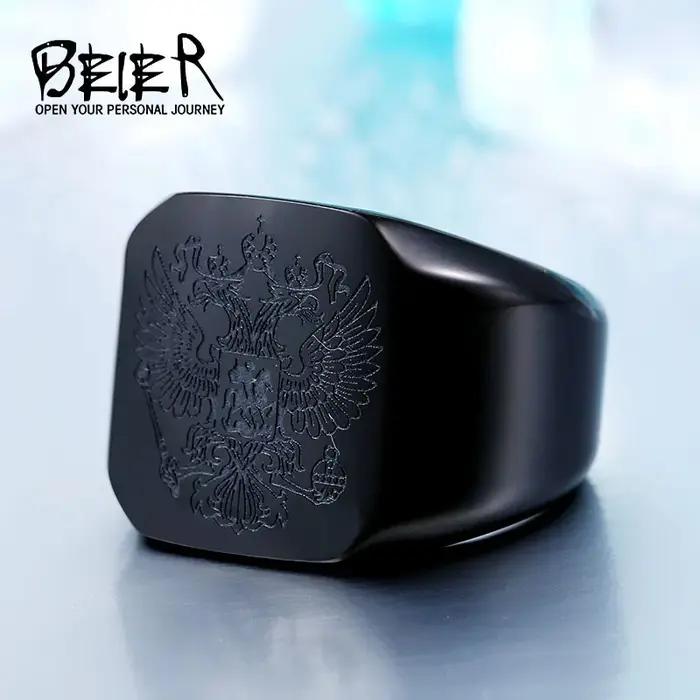 BEIER 2017 Cool Eagle Ring With A Coat Of Arms Of The Russian