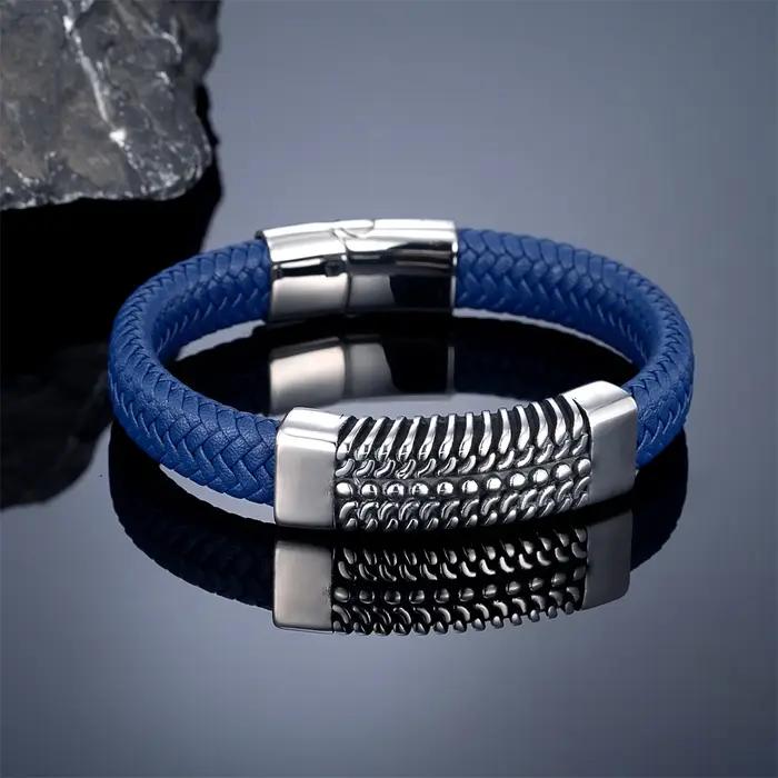 Bracelet en cuir tissé Punk pour hommes