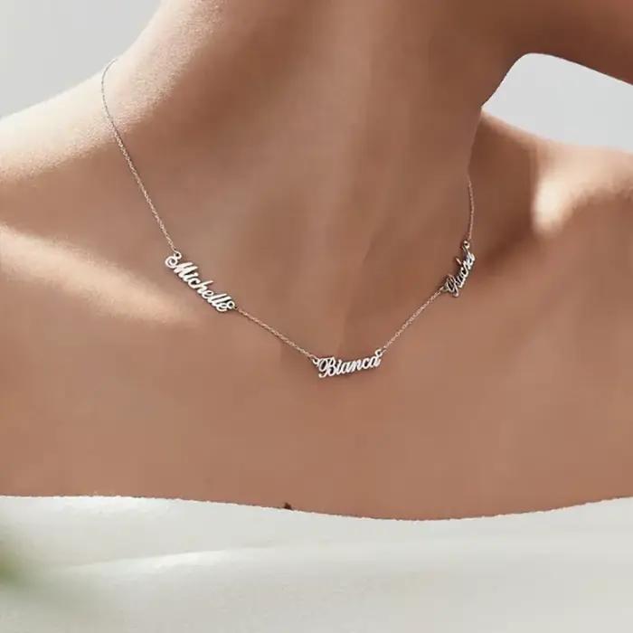 Collier personnalisé à plusieurs noms pour femmes, bijoux avec nom personnalisé, ras du cou en acier inoxydable, boîte de cou, chaîne, cadeau pour ami et famille