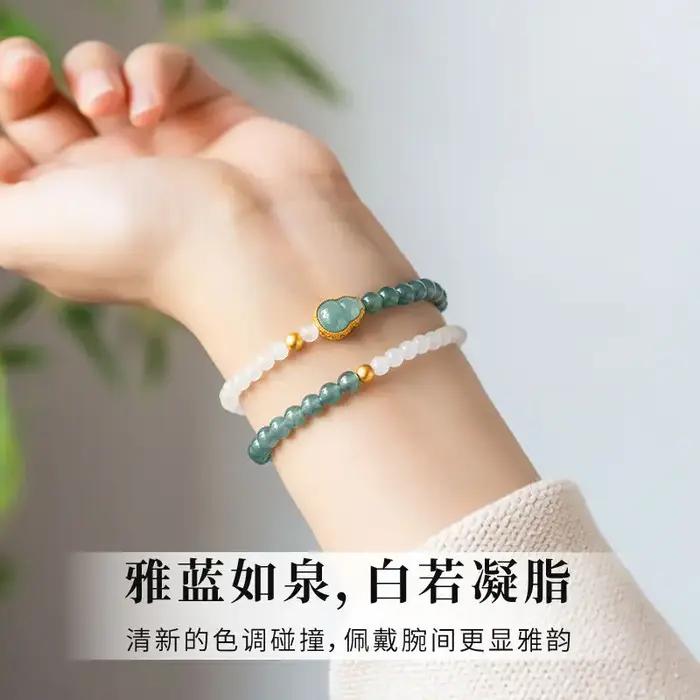 Bracelet en jade véritable avec incrustations de jade Hetian, design religieux, perles rondes empilées, bracelet à brins pour homme, occasions spéciales, certificat CNAS