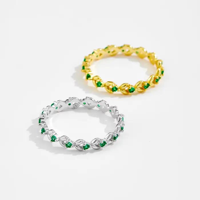 ANDYWEN – bague Vintage en argent Sterling 925, ligne creuse, Zircon vert, bijoux de luxe de Style rétro pour femmes, cadeau de fête et de rencontre
