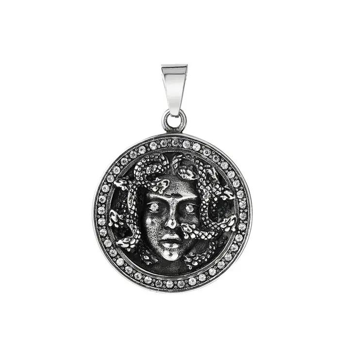 Collier gothique classique avec pendentif Medusa en acier inoxydable pour hommes et femmes occasions spéciales punk vintage