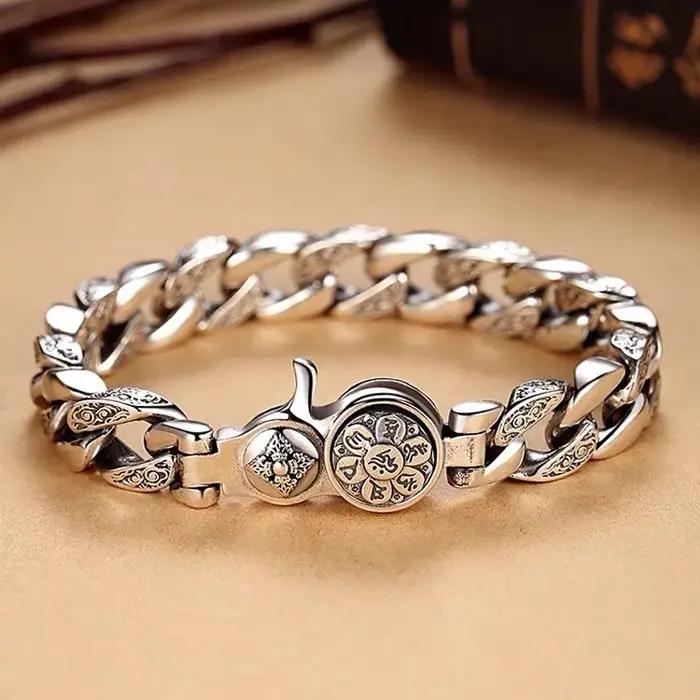 Le bracelet pour hommes en argent sterling S925 peut tourner la marée, atmosphère de personnalité do