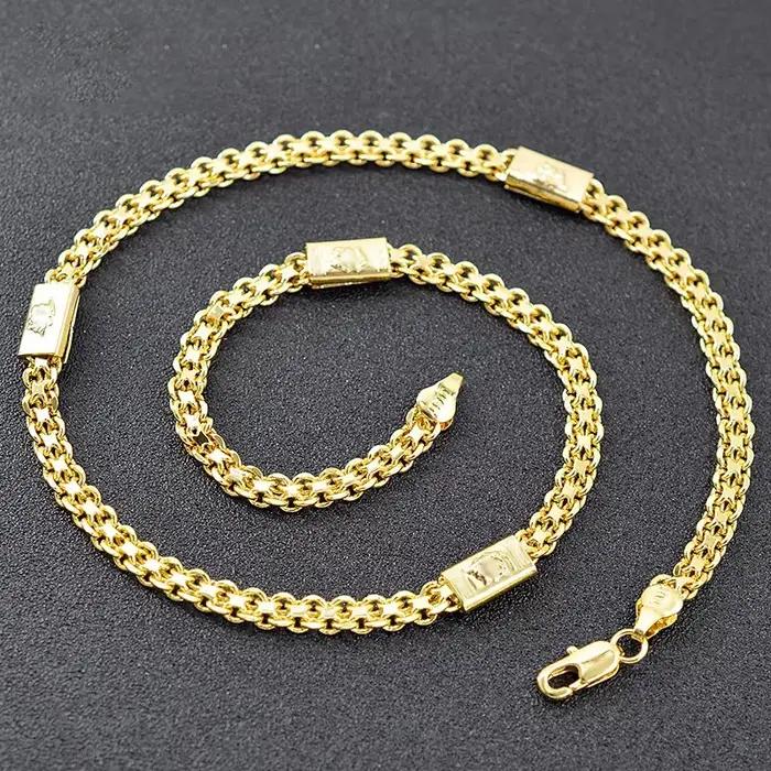Collier plaqué or 18 carats pour hommes et femmes, collier Hip Hop, accessoires de Dubaï, petite tai