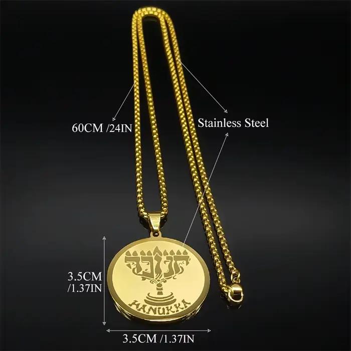 Collier en acier inoxydable avec pendentif chandelier de Hanoucca moderne pour homme et femme occasions spéciales tradition juive