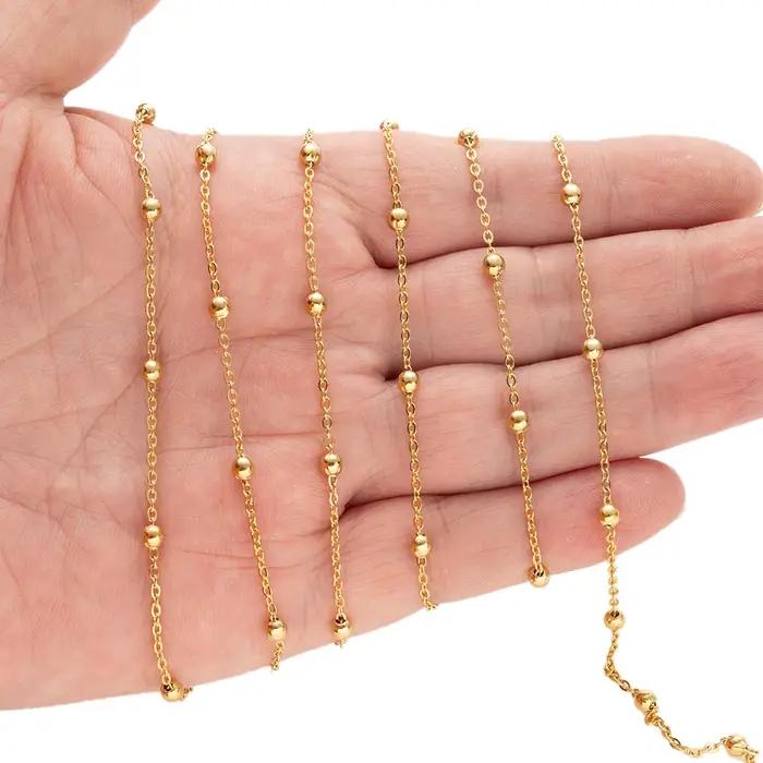 Chaînes de perles boule dorée en acier inoxydable de 2 mètres