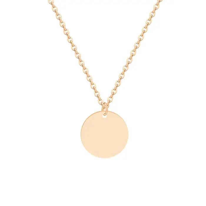 Collier pendentif rond en acier inoxydable avec noms gravés personnalisés, texte inclus gratuit avec chaîne, cadeau pour les amoureux