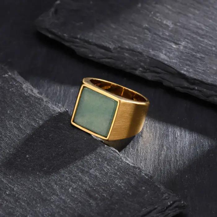 Bague en pierre naturelle bleue pour hommes et garçons