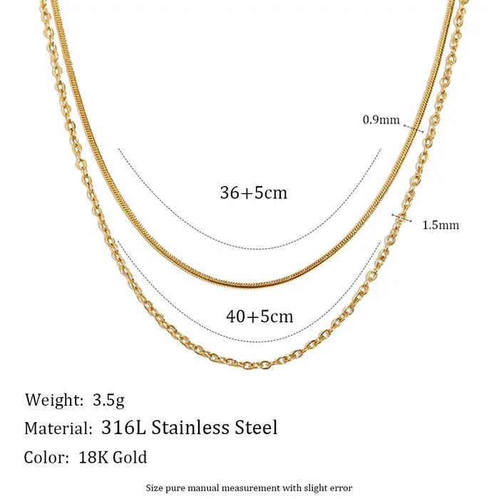 E.B.belle – collier serpent à Double couche en acier inoxydable plaqué PVD, chaîne O, bijoux de déclaration empilables pour femmes