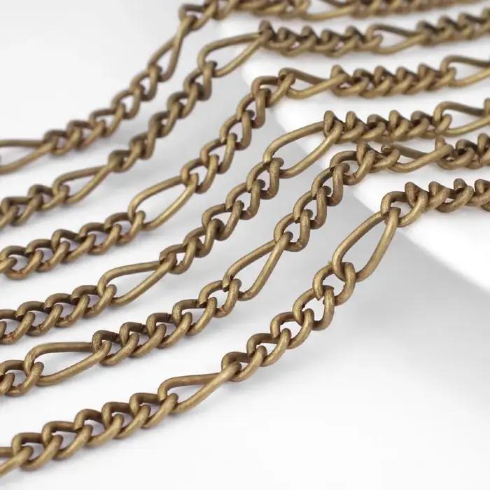 Chaîne Figaro en fer de style vintage bronze antique 3:1 pour femmes, chaîne de collier DIY avec maillons ouvrables, idéal pour les occasions spéciales