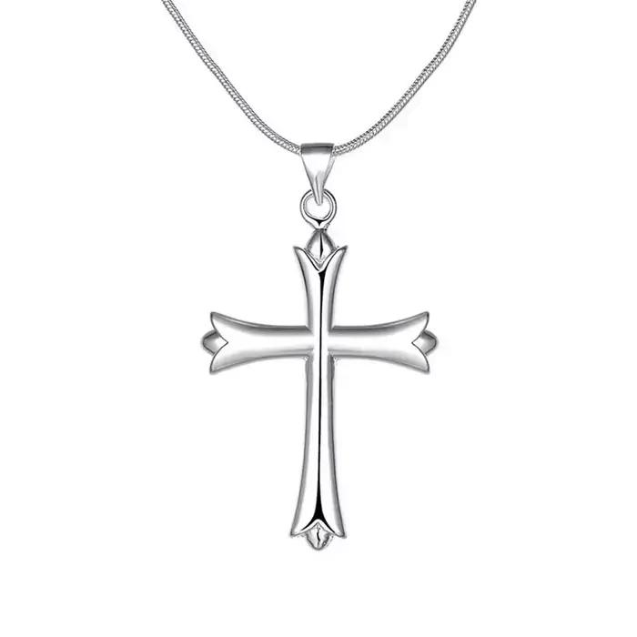 Collier en argent avec pendentif croix pour hommes et femmes