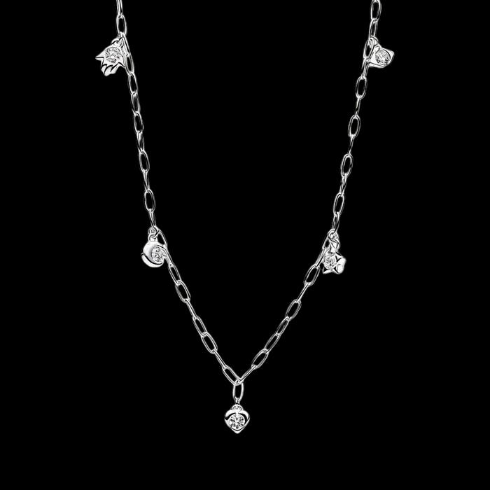 Collier en argent S925, série Dynamic Guardian, collier trèfle d'amour, chaîne de clavicule, bijoux