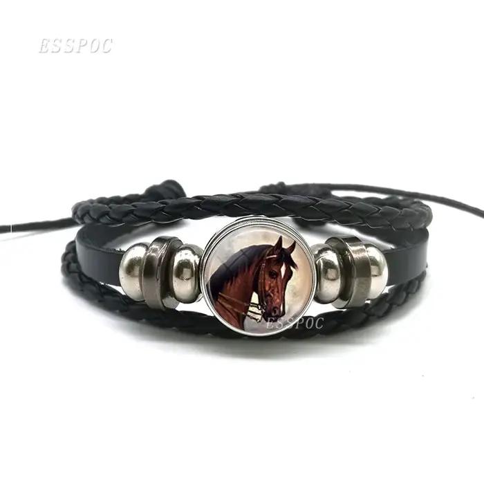 Bracelet cheval en cuir PU tressé pour hommes et femmes, bijoux tendance, cadeau pour petits amis, cadeaux de la Saint-Valentin, livraison directe