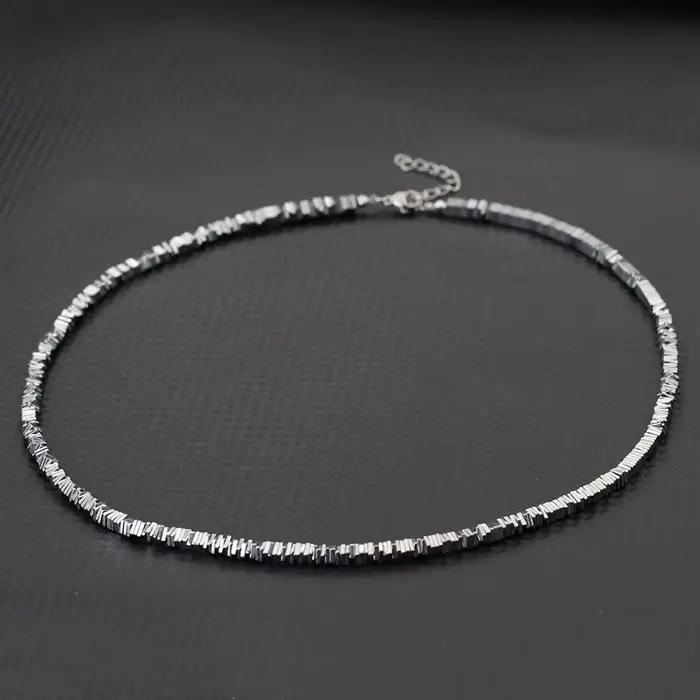 Collier de perles en pierre d'hématite exquise pour hommes
