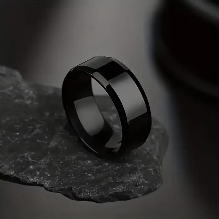 Bague en acier inoxydable classique noir doré argenté brillant hommes anneaux