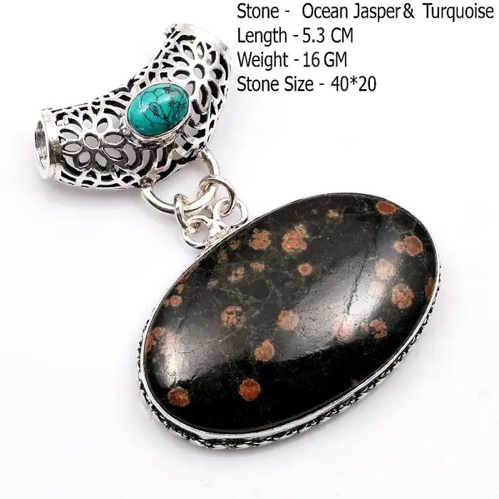 Pendentif en malachite, turquoise, topaze bleue, sodalite, agate, jaspe et onyx noir authentiques Elena, bijoux pour femme, cadeau
