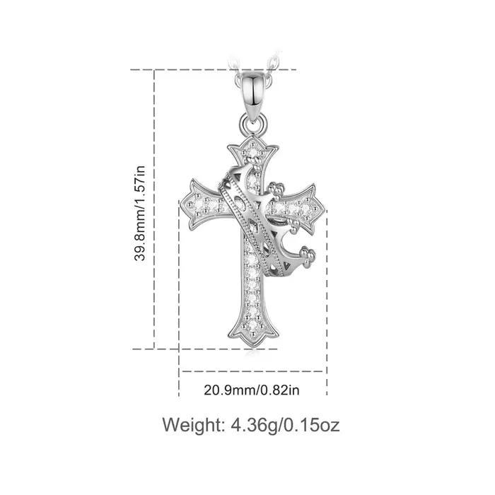 Collier croix couronne en cuivre classique unisexe symbole de foi pour femmes et hommes occasions religieuses et familiales