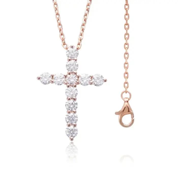 Pendentif croix en moissanite et argent sterling 925 pour femmes, bijou de prière et symbole de foi pour occasions spéciales