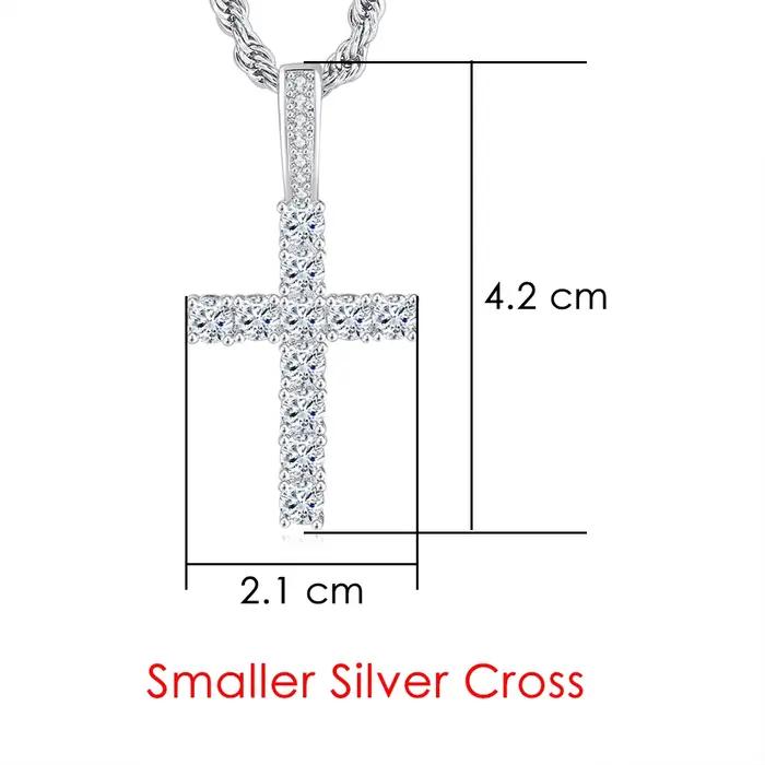 Hip Hop – collier avec pendentif en croix glacée pour hommes et femmes, couleur or délicat, corde cu