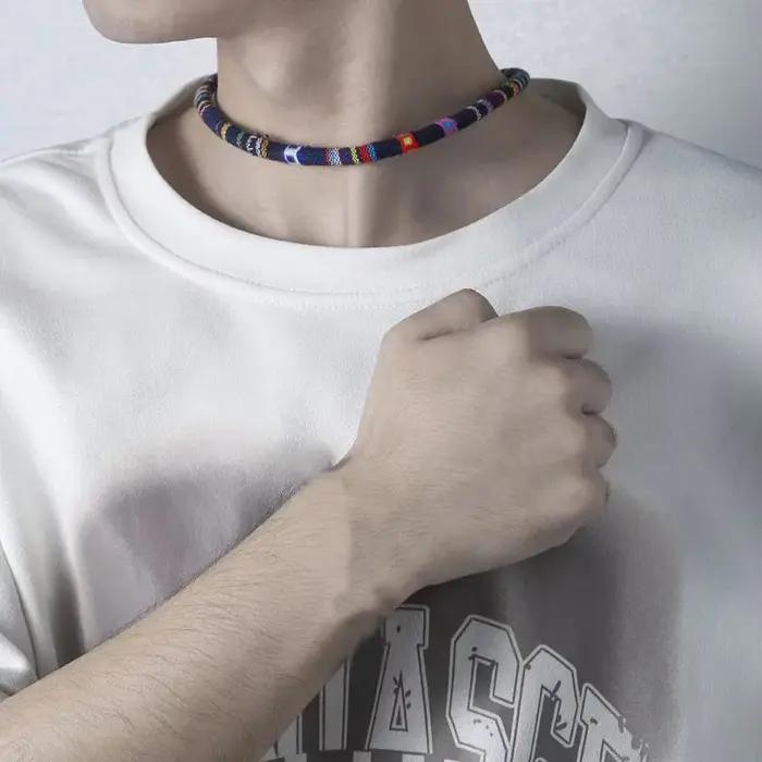 Collier en tissu bohème pour hommes