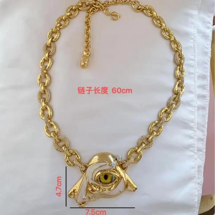 Collier pendentif oeil exagéré, boucles d'oreilles, broches, bracelets